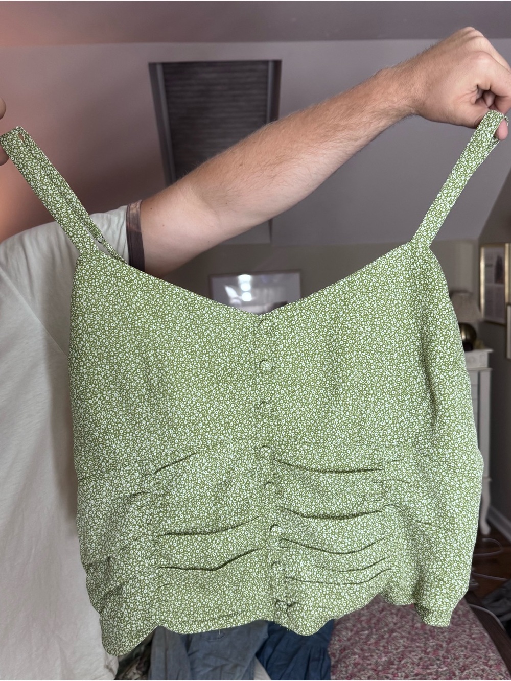 Abercrombie & Fitch Green Floral Button Cami